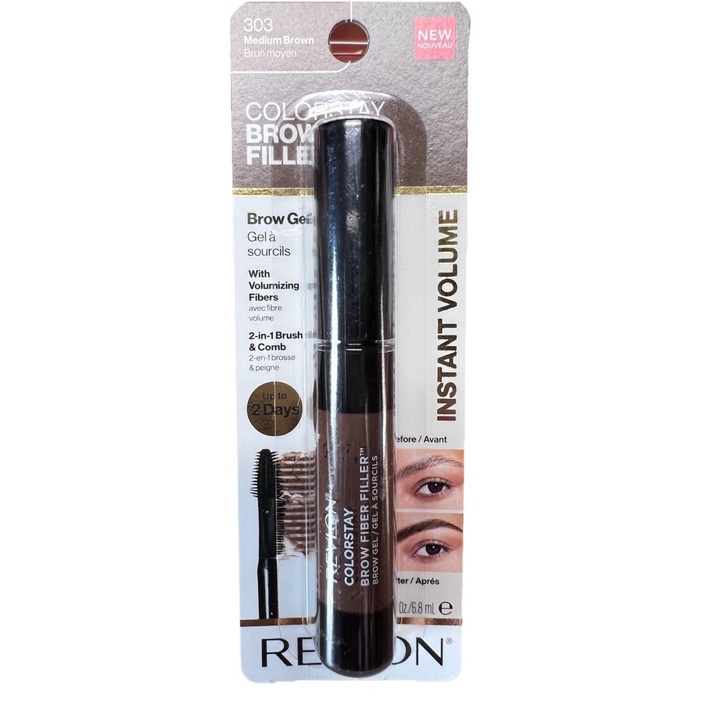 Revlon ColorStay Brow Fiber Filler‎ Gel #303 Medium Brown Volumizing Fibers